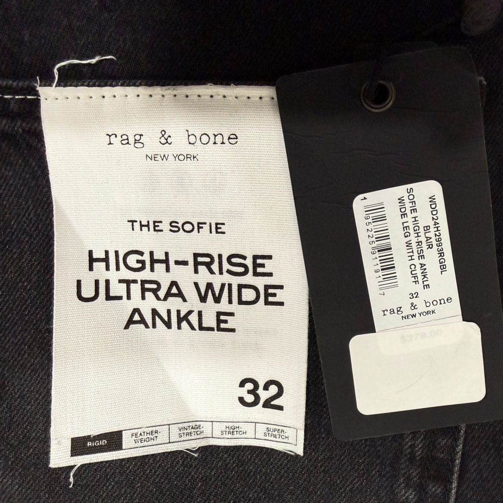 NWT Rag & Bone BLAIR‎ SOFIE HIGH-RISE ANKLE WIDE LEG WITH CUFF RIGID Sz 32 - Picture 12 of 13